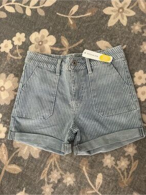YMI Light Blue Striped Denim Shorts